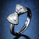 Silver Plated Crystal Studded Bow  Anti Tarnish Ring