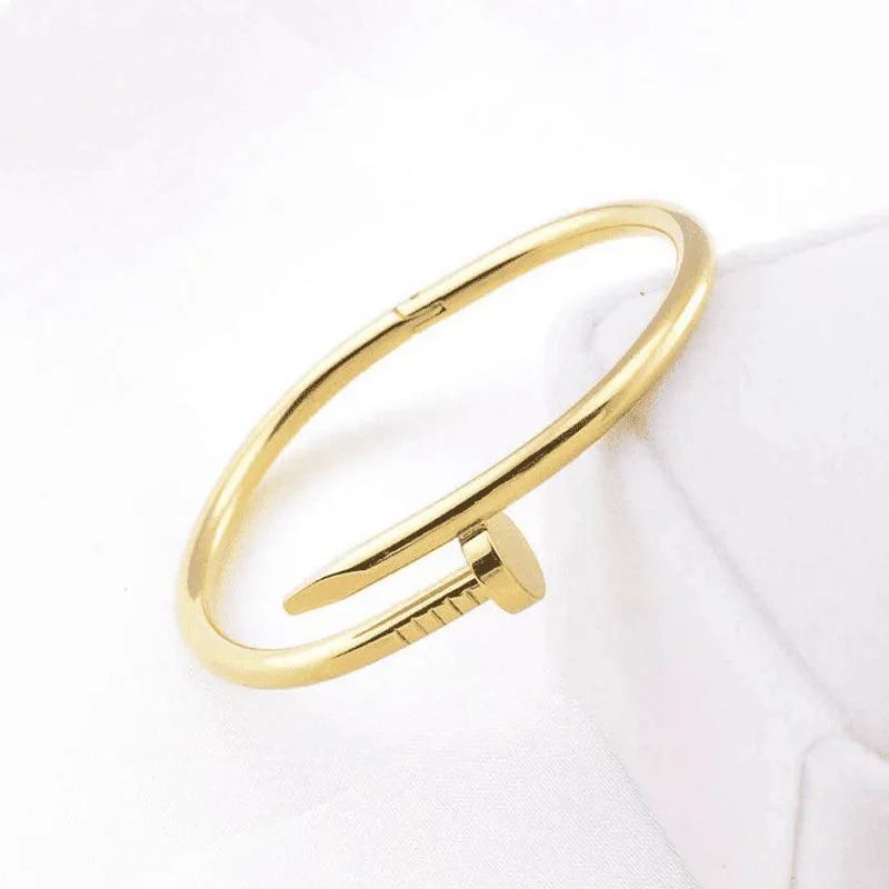Gold Plated Anti Tarnish Nail Bracelet For Women