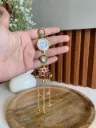 Kashmiri Pink Meenakari Chand Kundan Bracelet Watch