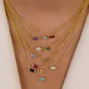 1pc Women'S Stainless Steel Zirconia Birthstone Pendant Necklace