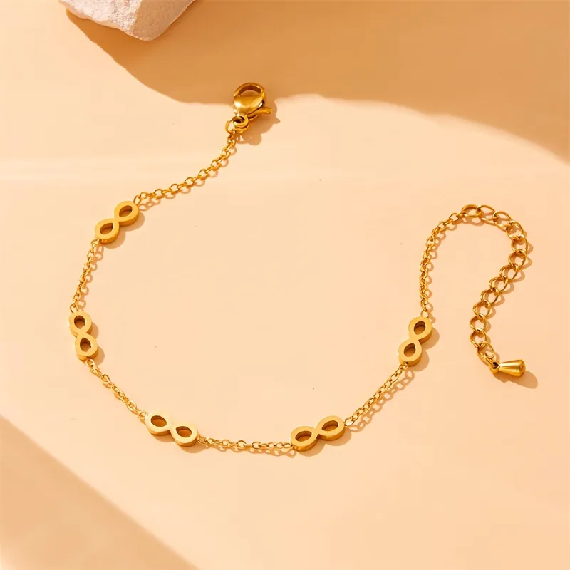 Minimalist Glossy Stainless Steel Infinity Bracelet