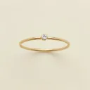 Minimalist Stainless Steel Ring with White Crystal Stone