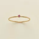 Minimalist Stainless Steel Ring with White Crystal Red