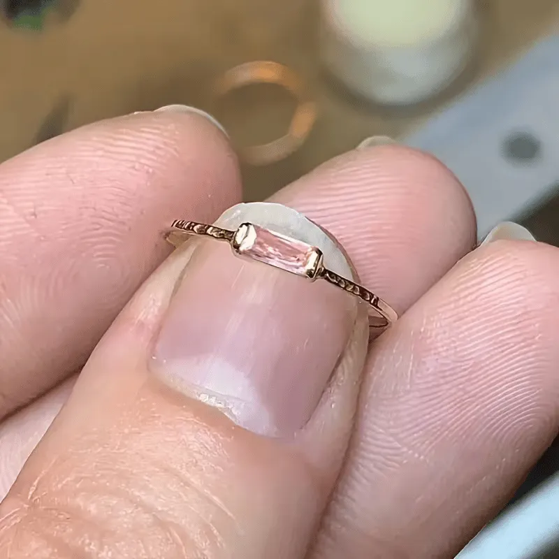 Minimalist Vintage Square Synthetic Gemstone Ring