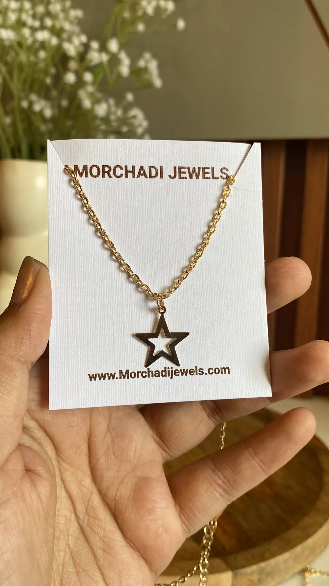Star Pendant Necklace in Gold Finish