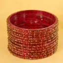 Red Rain Drop Glass Bangles (12 Piece)