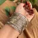 Transparent Golden Glass Stone Bangles