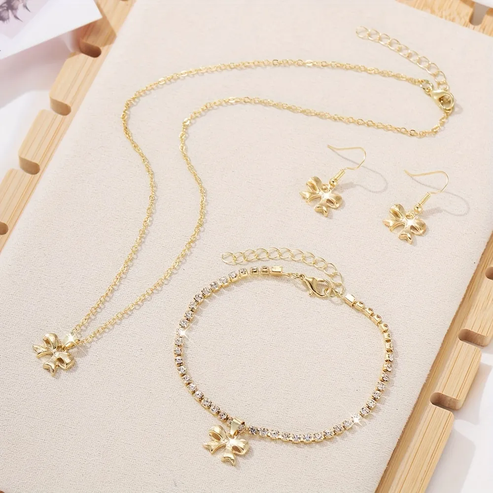 Gold Bow Jewelry Set