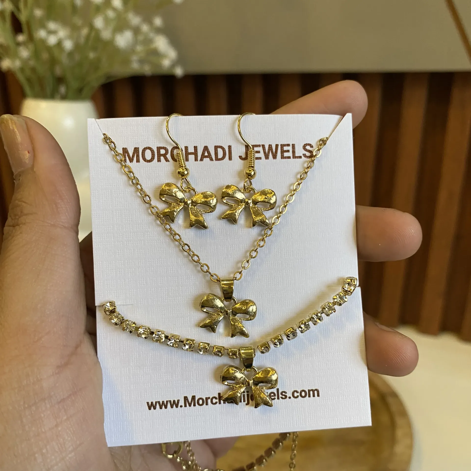 Gold Bow Jewelry Set