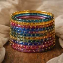 Set of 12 Multicolor Glass Bangles