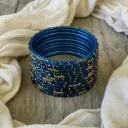 Navy Blue Glass Bangles Set of 12 with Golden Dotted Work