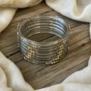 Transparent Glass Bangles Set of 12 with Golden Dotted Work