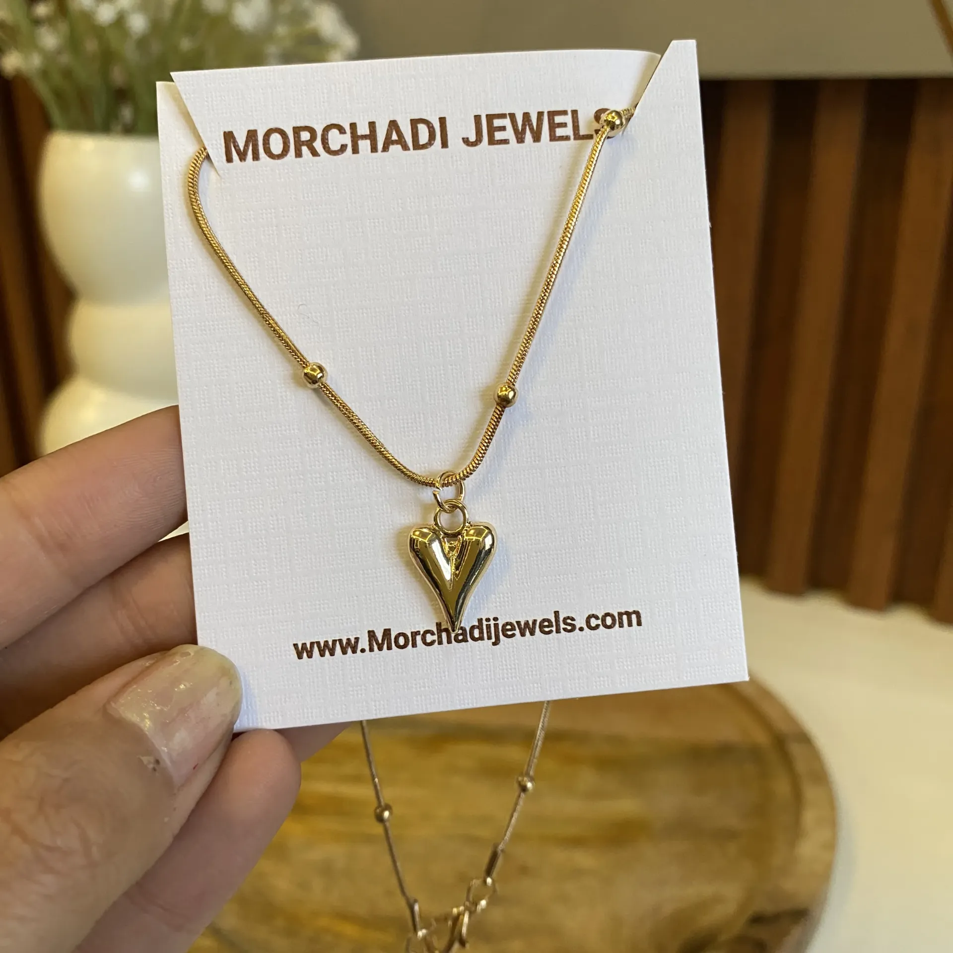 Elongated Heart Pendant Necklace