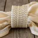 Ivory White Glass Bangles – Set of 12 with Gold Bead Detailing