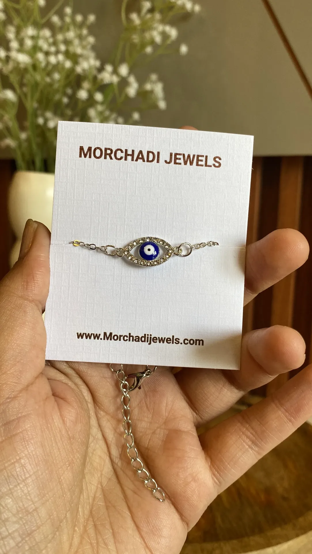 Silver Evil Eye Bracelet with Sparkling Crystals