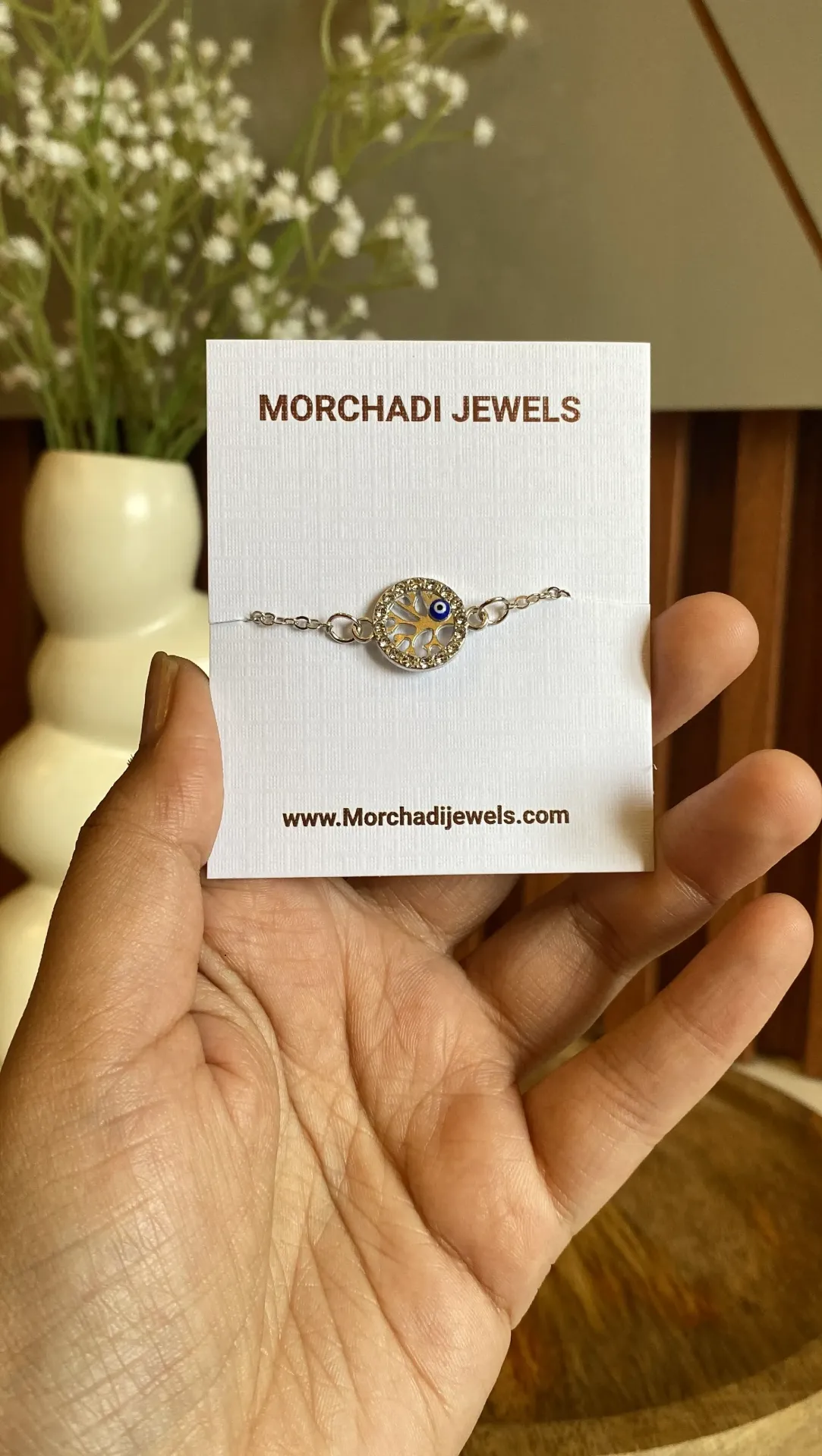 Silver Tree of Life Evil Eye Bracelet