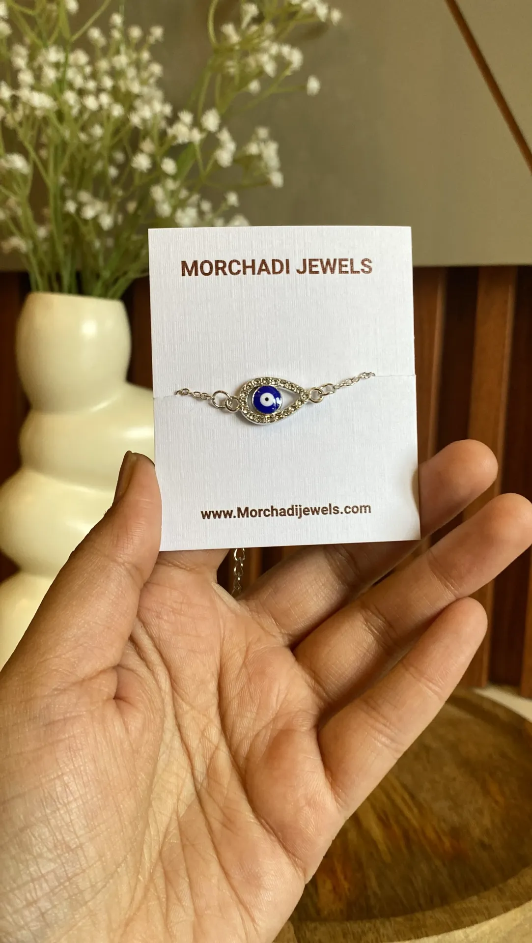 Silver Teardrop Evil Eye Bracelet