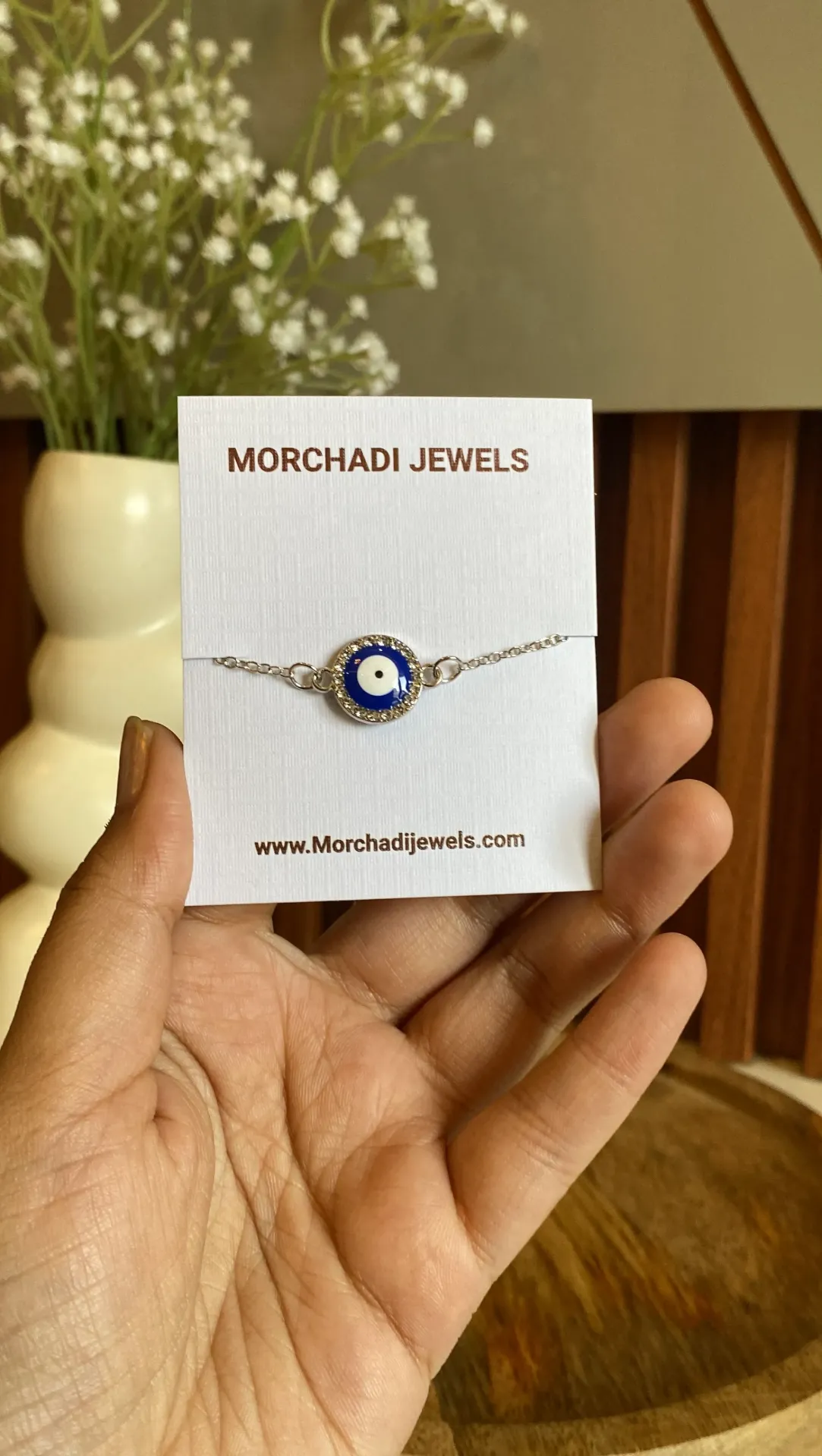 Classic Silver Round Evil Eye Bracelet