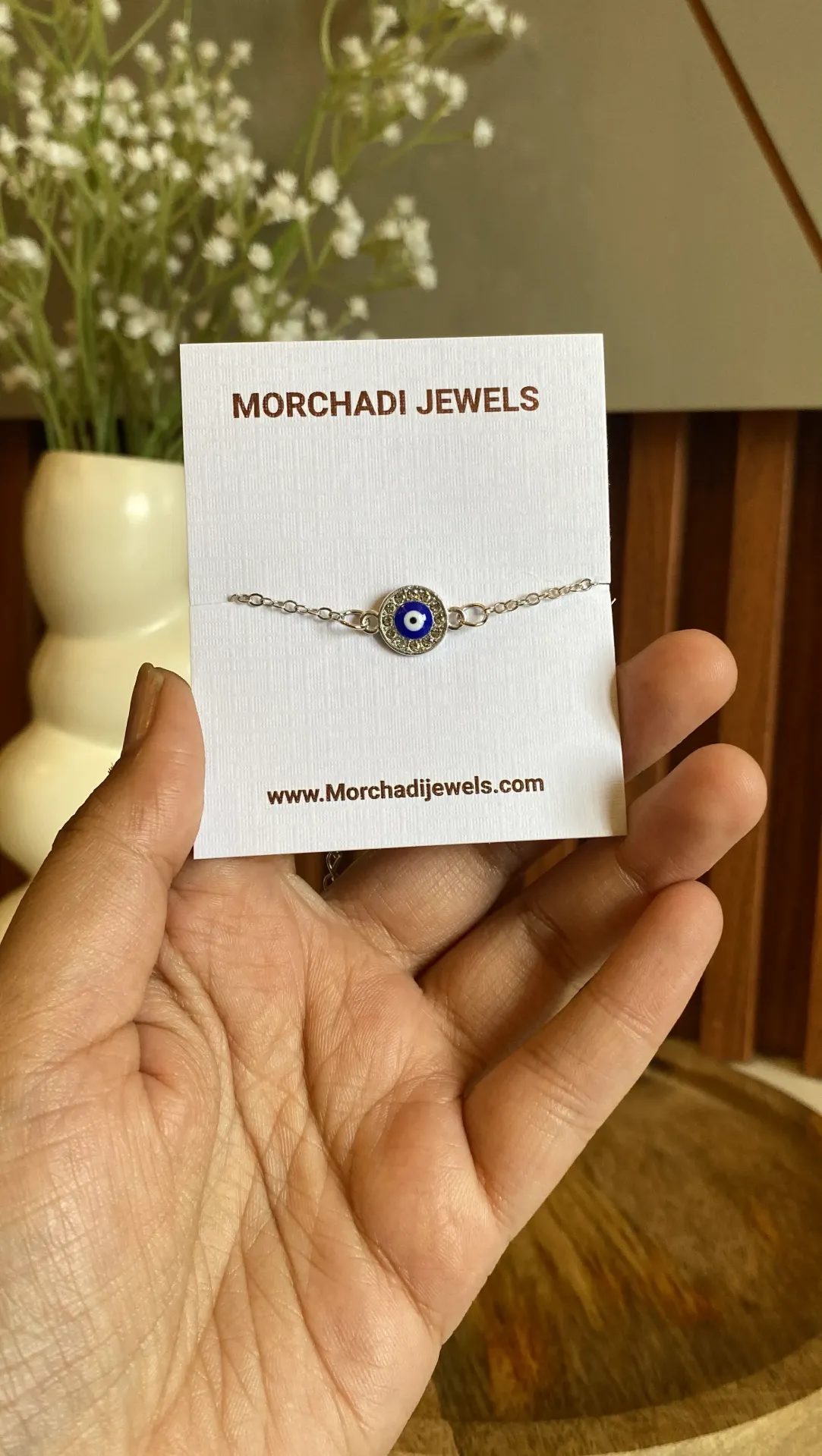 Minimalist Silver Round Evil Eye Bracelet