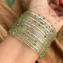Pastel Green Antique Glass Bangle Set