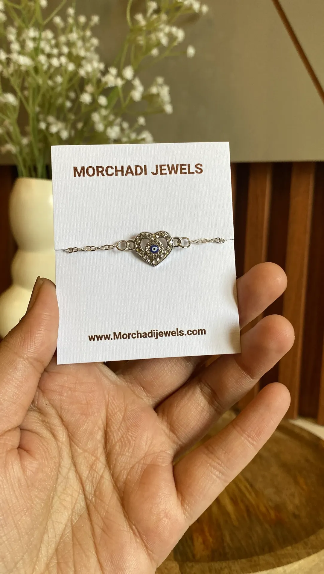 Silver Heart Evil Eye Bracelet