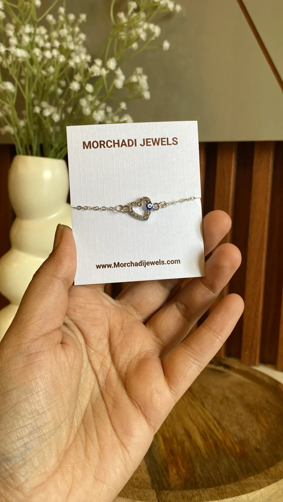 Silver Heart Evil Eye Bracelet