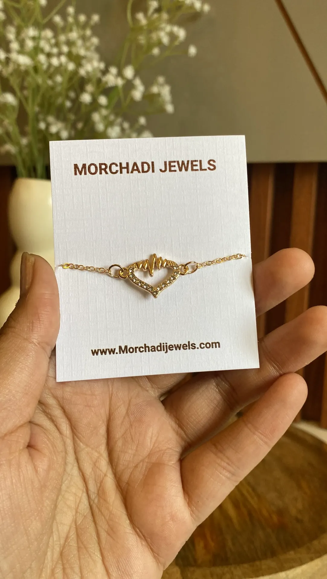 Gold Heartbeat Lifeline Bracelet