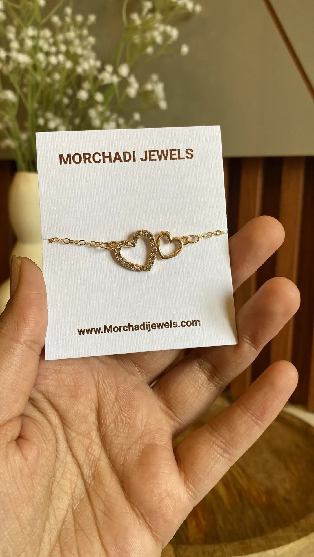 Gold Interlocking Double Heart Bracelet