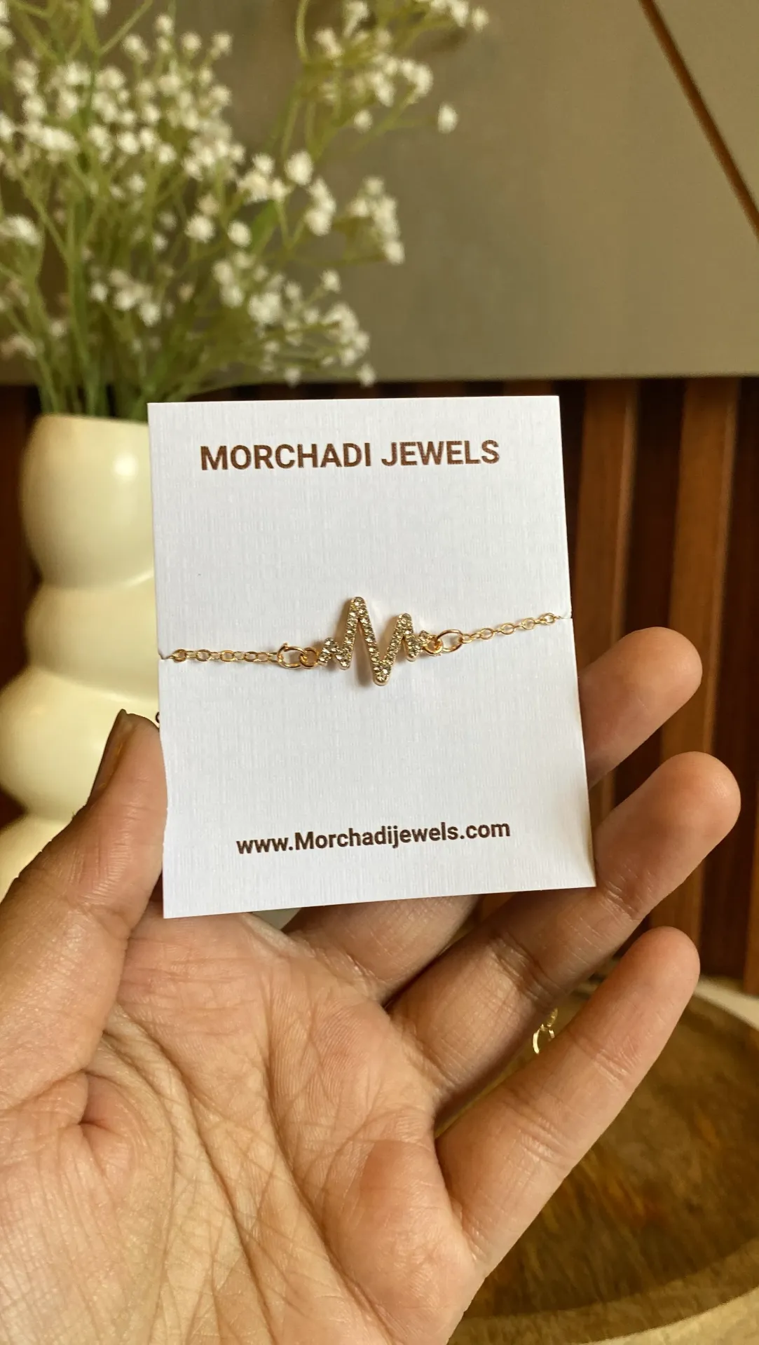 Gold Heartbeat Lifeline Bracelet