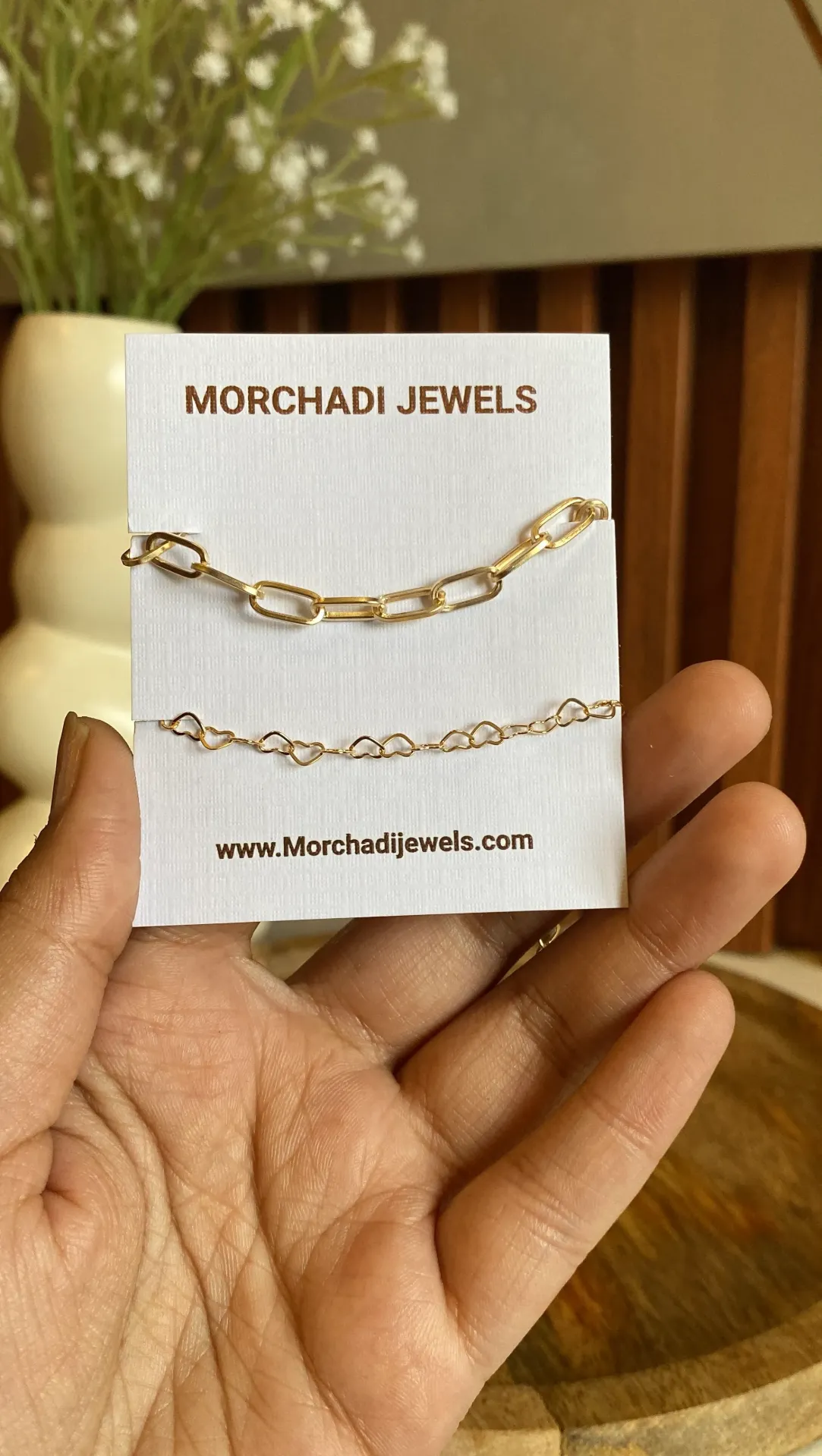 Gold Paperclip & Heart Chain Bracelet Combo