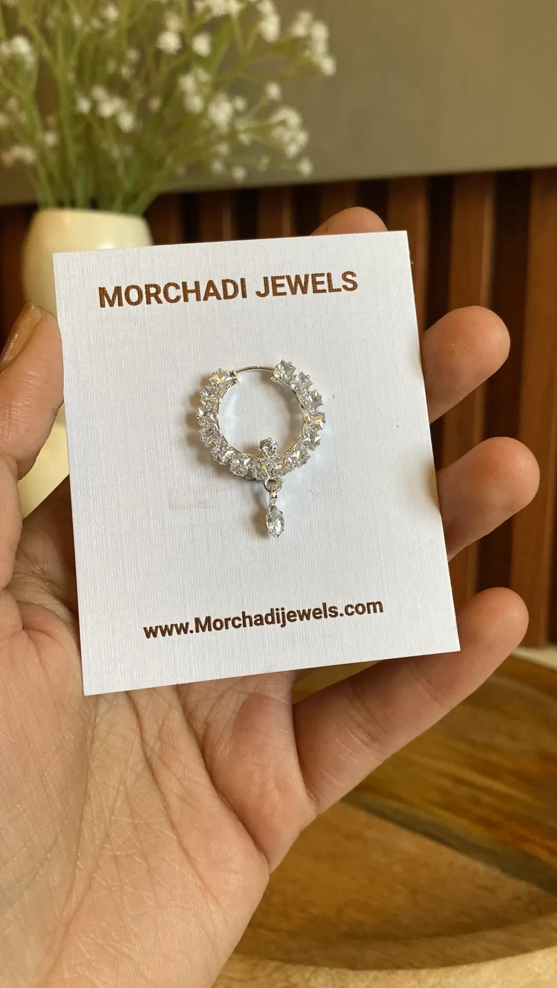 Silver-Plated Designer Nath – Sparkling White Zirconia Studded