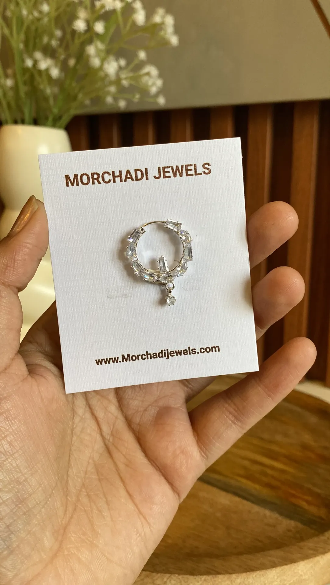 Silver-Plated Baguette Stone Nath – Sparkling White Zirconia