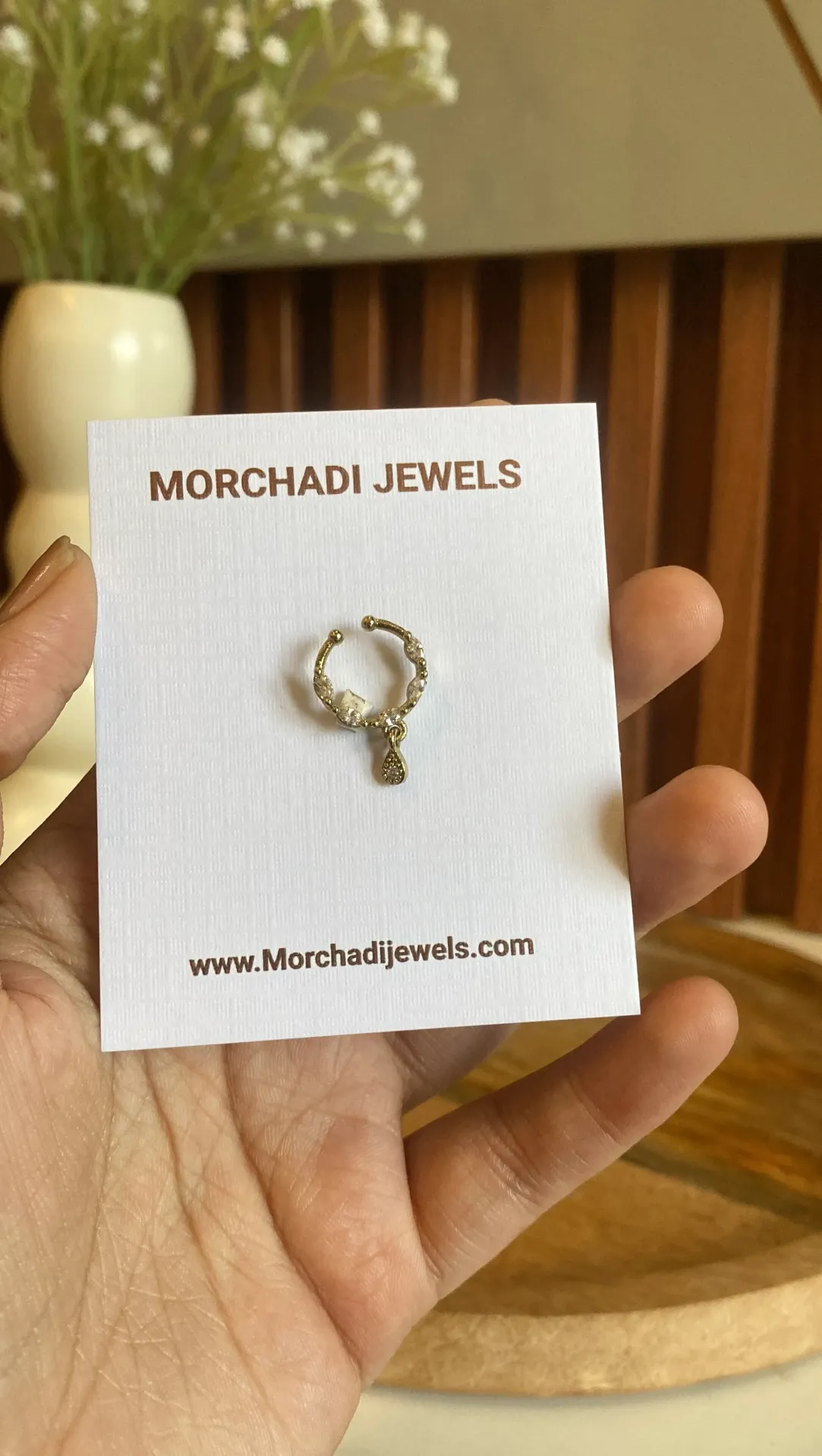 Gold-Plated Minimalist Stone Nath – Sparkling Dainty with Teardrop Charm