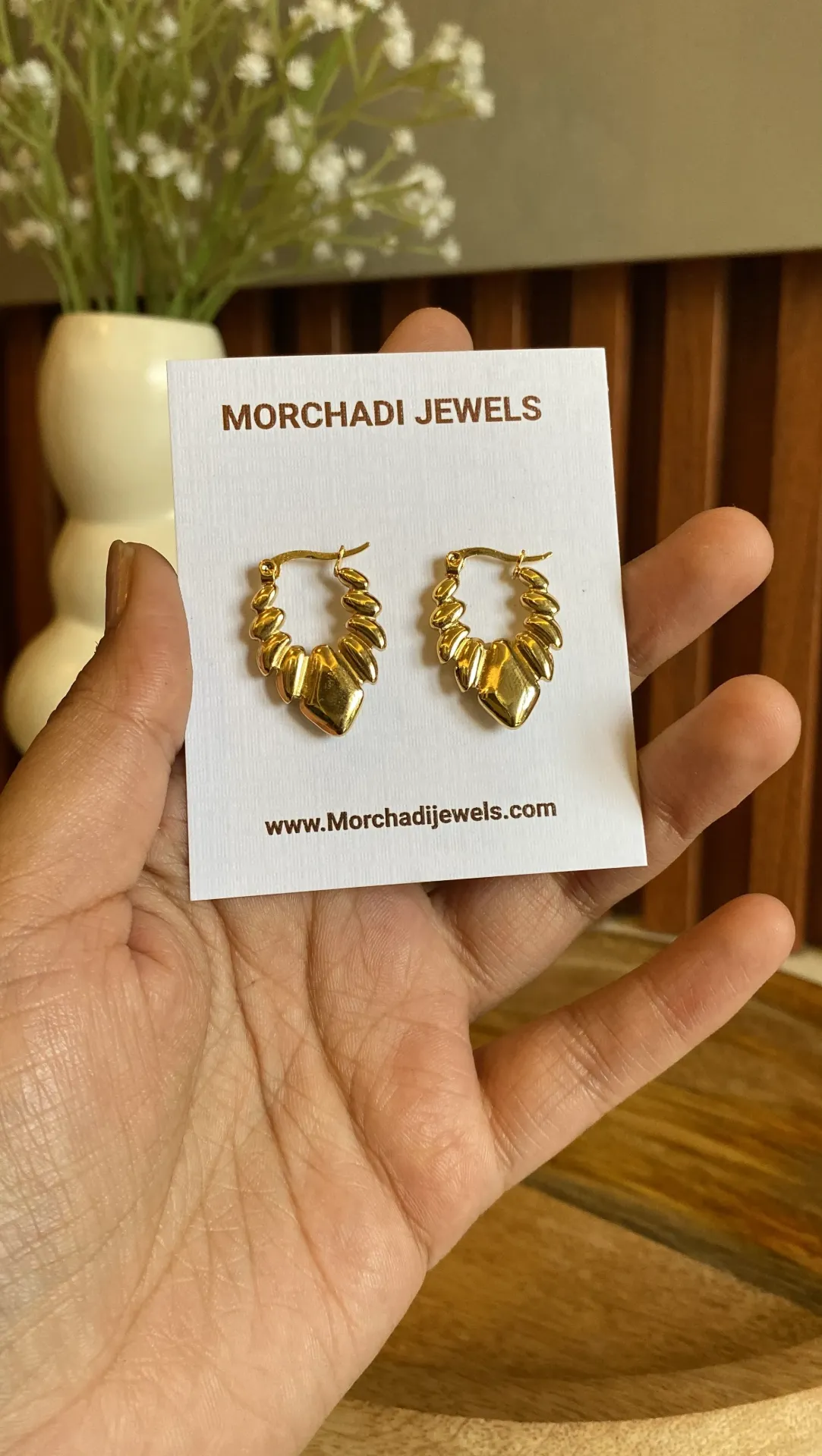 Stainless Steel Textured Hoop Earrings