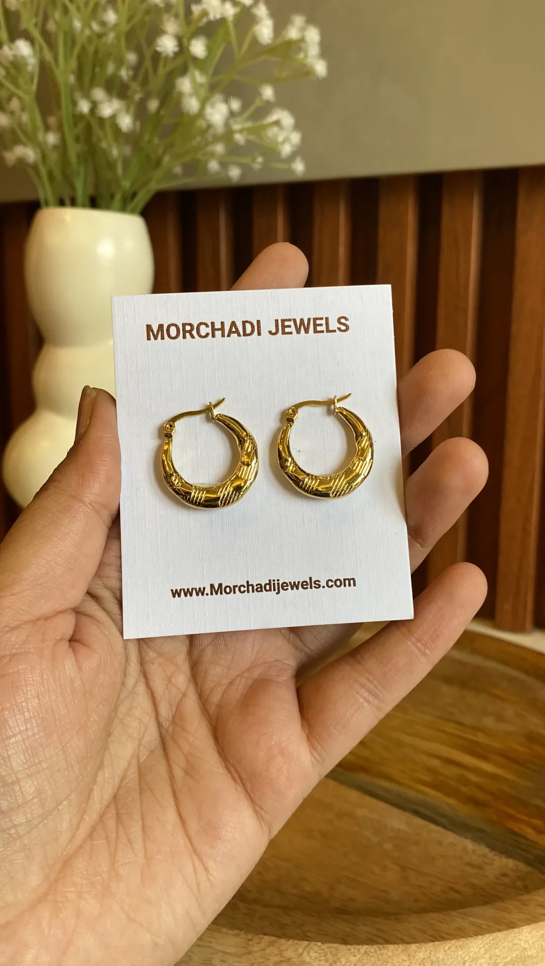 Stainless Steel Engraved Hoop Earrings
