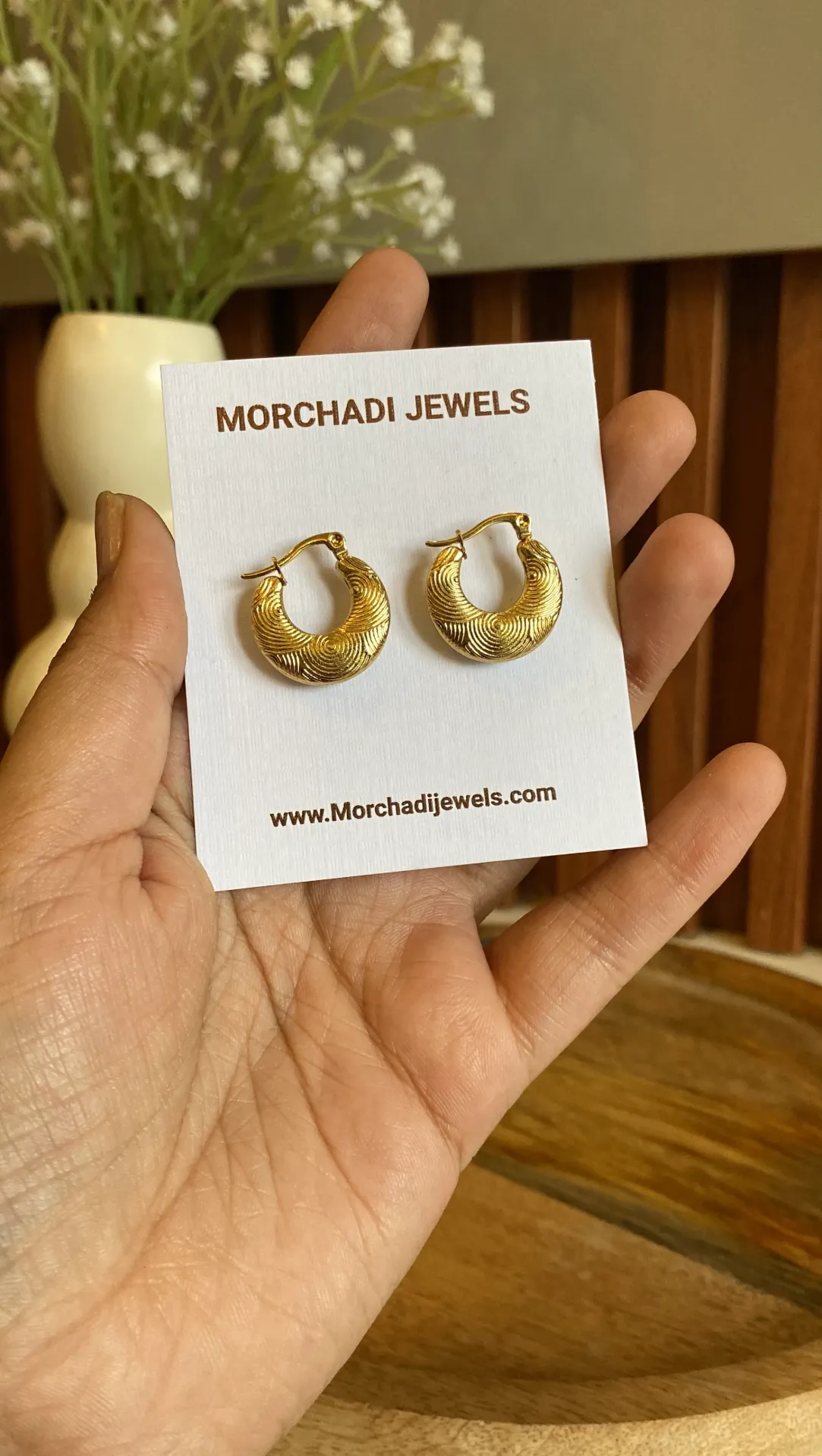 Stainless Steel Swirl Texture Hoop Earrings