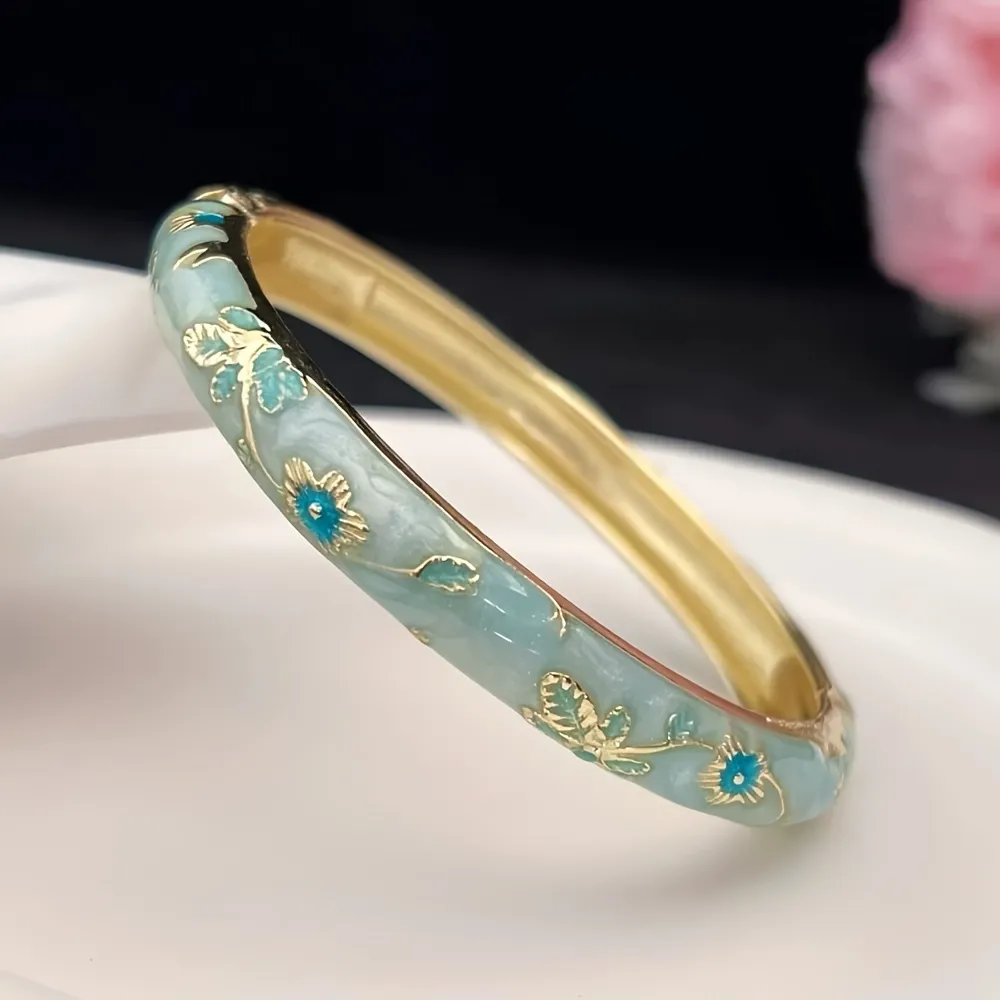 Aqua Blue Floral Anti-Tarnish Kada