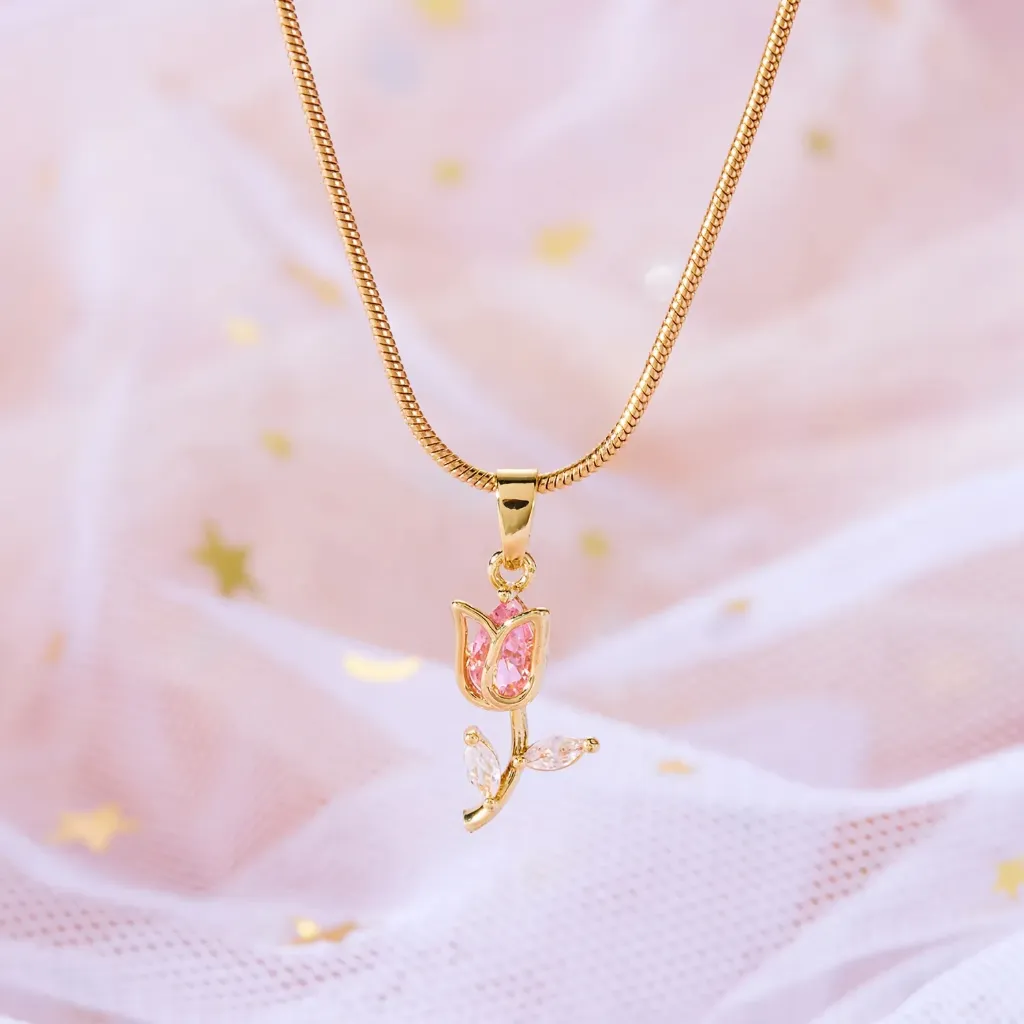 [MJ-128] Blush pink Crystal Tulip Pendant