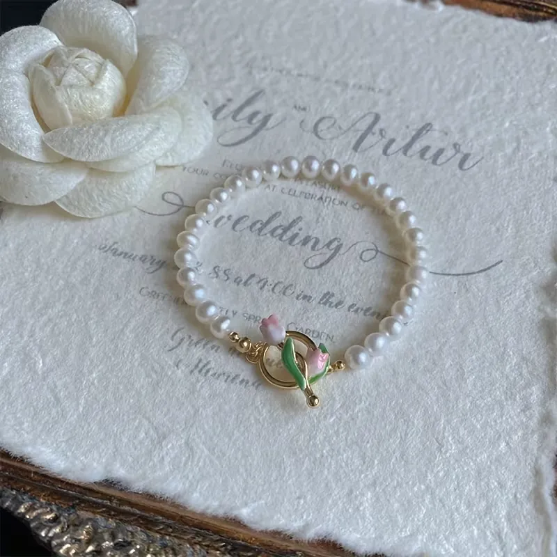 Baroque Pearl Tulip Toggle Clasp Bracelet