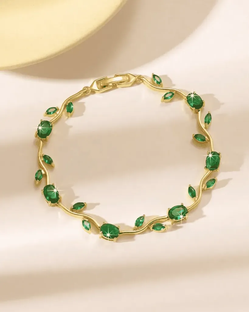 [MJ-248] Emerald Vine Anti Tarnish Bracelet