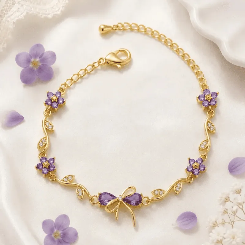 [MJ-478] Purple Blossom Bow Bracelet for Women