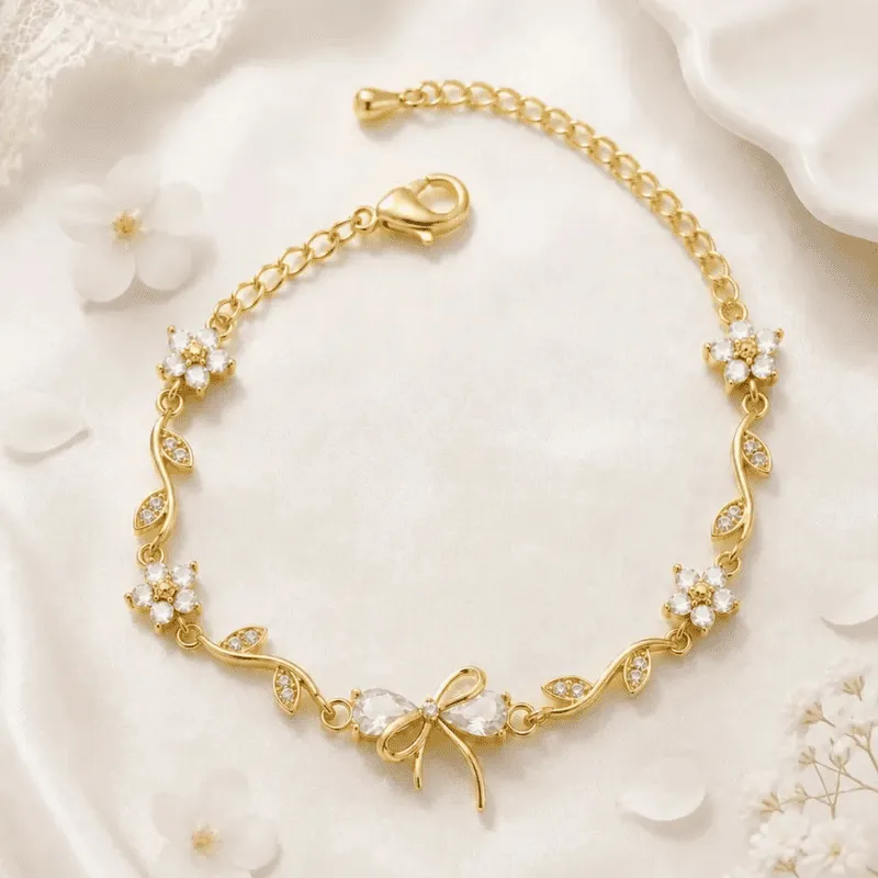 [MJ-620] White Blossom Bow Bracelet for Women