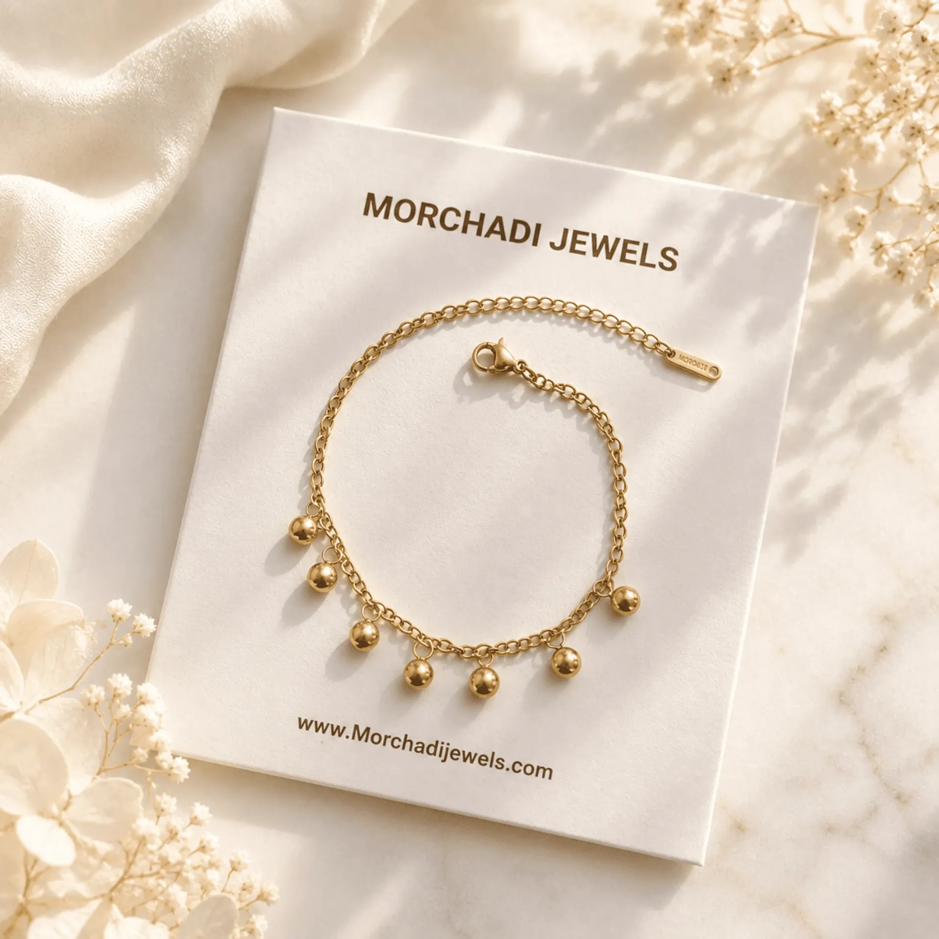[MJ-033] Anti Tarnish Gold Ball Charm Bracelet for Women