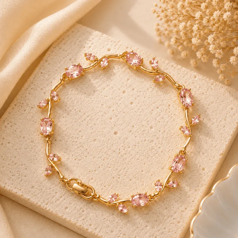 [MJ-468] Pink Tulip Anti-Tarnish Bracelet