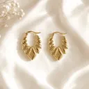 Diamond Petal Fringe Gold Stainless Steel Hoop Earrings