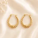 Twisted Rope Heart Gold Stainless Steel Hoop Earrings