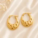 Crescent Moon Cutout Gold Stainless Steel Hoop Earrings