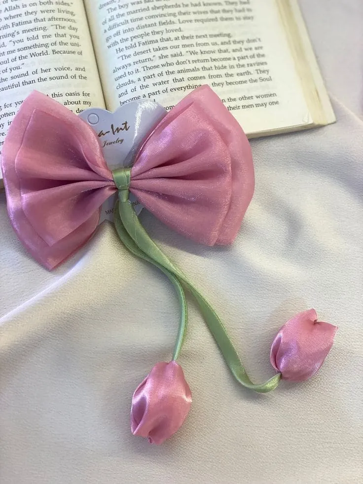 [MJ-469] Pink Tulip Bow Hair Clip