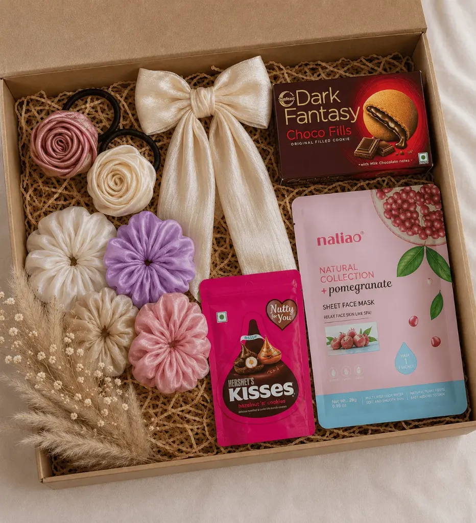 Satin Scrunchie & Chocolate Hamper for Her