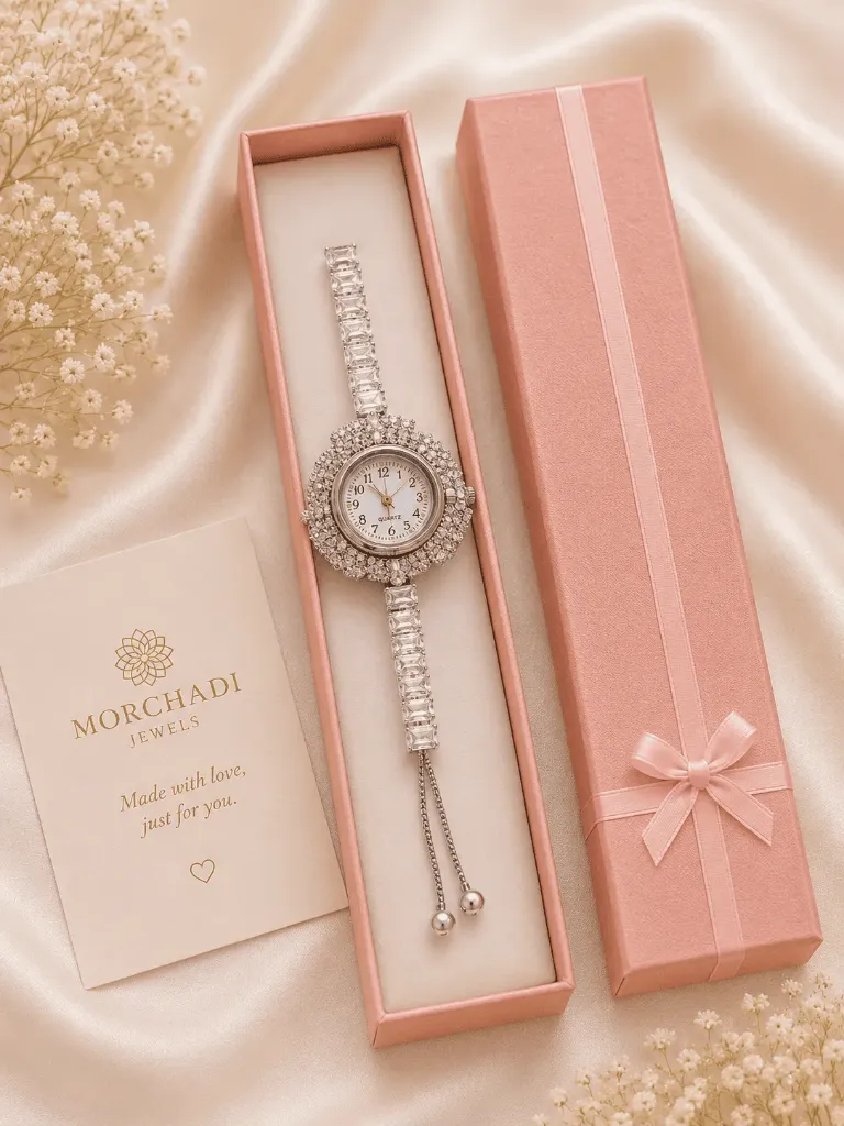Luxury Silver Crystal Bracelet Watch for Women